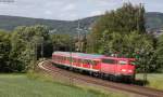 RB 15058  (Gieen-Marburg (Lahn)) mit Schublok 110 437-1 bei Niederwalgern 8.6.12