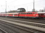BR 110 458-7 abegstellt mit n-Wagen in Crailsheim 18.3.07