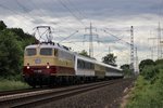 E10 1309 mit National-Express Ersatzzug als RB48 von Wuppertal nach Bonn am 31.5.2016, dem vorerst letzten Betriebstag der Ersatzzüge bei NX. Am Zugschluss hing 110 469-4 