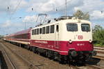 110 169-0 mit Leerzug von Rostock-Bramow nach Mnster(Westf)Hbf kurz vor der Ausfahrt in Rostock-Bramow.16.09.2017