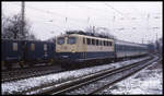Bahnhof Guntershausen am 26.1.2000: DB 110115-3 erreicht hier mit einem RB aus Bebra um 11.05 Uhr den Bahnhof.