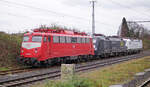 Die Lokomotiven 110 459-9, 182 598-3 und 193 483 am 05.03.2023 vom S-Bahngleis in Mönchengladbach Hbf aus fotografiert.