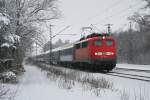 110 210 mit DZ 13217 (Utrecht – Bischofshofen) am 21.02.2009 im winterlichen Haar (bei Mnchen).