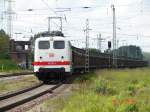 110 511-3 bei seiner fahrt vom Seehafen rostock nach Lbbenau. 30.5.06