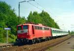 110 229 mit RE 3426 (Nrnberg–Wrzburg) am 07.08.1998 in Hagenbchach