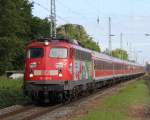 110 491-8 mit DZ 2680 von Warnemnde nach Berlin-Lichtenberg bei der Durchfahrt in Rostock-Bramow.10.06.2012 