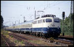 110442 mit D 1732 nach Köln kommt hier am 9.7.1993 um 17.06 Uhr durch Rinkerode.