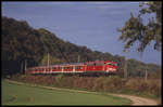 Nahe Freden ist hier die 110455 am 13.10.2004 um 9.17 Uhr mit dem RB nach Fulda unterwegs.