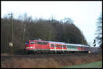 110504 hat hier soeben den Bahnhof Natrup Hagen verlassen und ist am 23.1.2005 mit dem Regionalzug auf dem Weg nach Münster in Westfalen.
