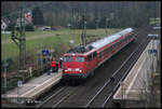 DB 110505-5 hält hier auf dem Weg nach Osnabrück am 3.2.2007 im Bahnhof Natrup Hagen.