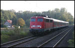 110510-5 erreicht hier mit dem RB aus Münster am 7.10.2007 u 17.30 Uhr den Bahnhof Natrup Hagen.