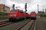 Am 22.05.2013 zog die Frankfurter 111 193 zusammen mit der Frankfurter 111 102 eine Zusatzzug für eine ET425 Einheit nach Mannheim Hbf.