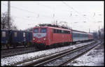 Bahnhof Guntershausen am 26.1.2000: DB 110110-4 fährt mit einem RB aus Bebra um 11.50 Uhr ein.