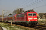 111 156, RE4 Wupper Express am 7.2.2018 auf der KBS 485 bei Übach-Palenberg in Richtung Aachen.