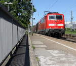 111 125 DB kommt die Kohlscheider-Rampe hoch aus Richtung Neuss,Herzogenrath mit dem RE4 aus Dortmund-Hbf nach Aachen-Hbf und fährt durch Kohlscheid in Richtung