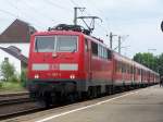 Die Br.111 082-4 fuhr am 31.Mai.07 von Nrnberg Hbf nach Stuttgart Hbf, hier im Bahnhof Crailsheim.