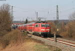 111 029-5 mit dem RE 22035 (Esslingen-Tübingen Hbf) bei Bempflingen 23.3.19