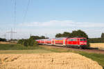 111 169 der Deutschen Bahn AG war am 24. Juni 2020 mit dem Regionalexpress 10456 von Düsseldorf Hauptbahnhof nach Aachen Hauptbahnhof unterwegs, hier zwischen Wickrath und Herrath bei Beckrath.