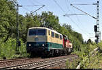Gerade auf dem Sprung, dann doch noch eine Überraschung:  111 025-3 der Train4Train GmbH schleppt 265 300-4 (V 180 | Voith Gravita 15L BB) der Hohenzollerischen Landesbahn (HzL |