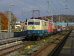 111 001 und 115 114 holten,am 03.November 2021,den Tz 5516 von Mukran Ziel war Koblenz.Dadurch das die Fahrzeit auf einer bekannten Webseite gemeldet wurde,konnte ich mich rechtzeitig am Bahnhof