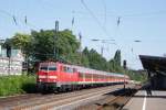 111 160-8 mit einem Lr nach Dsseldorf Hbf bei der Durchfahrt in Hilden am 24.07.08