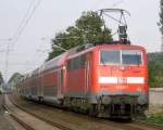 BR 111 012-1 schiebt den RE4 in Richtung Mnchengladbach.