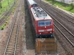 Hochspannung bei 111 055-0 nach Regensburg Hbf