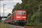 111 121 mit dem RE11594 nach Aachen Hbf kurz hinter dem Bf Geilenkirchen 21.8.2009