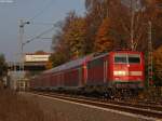Der RE10427 mit der Schublok 111 127 am Esig Bahnhof Geilenkirchen 30.10.09