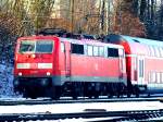 111 117 eilt mit dem RE 4 (Wupper-Express) am 06.01.2010 aus Aachen West auf den Hbf zu.