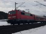 111 170-7 mit RE, zwischen Gemnden (Main) und Karlstadt (Main), am 03.02.2010