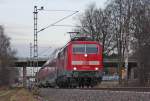 111 118-6 mit dem RE10424 nach Aachen kurz hinter dem Bahnhof Geilenkirchen 27.2.10