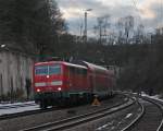 111 156 mit dem RE9 nach Siegen/Gieen bei der Einfahrt in Eschweiler Hbf, ab Fahrplanwechsel Dez.