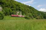 Eine 111 mit RB am 29.05.2010 bei Matting. Um dieses Bild machen zu knnen mussten wir mit einer der letzten Gierseilfhren Deutschlands ber die Donau bersetzen. Ich htte mir nicht sagen lassen, dass das jemals zu einer Fototour notwendig sein wird :-)