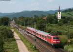 RB 31112 (Basel Bad Bf-Offenburg) mit Schublok 111 050-1 bei Denzlingen 6.7.10