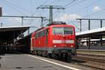 Die 111 008 mit dem RE nach Frankfurt in Fulda am 10,07,10