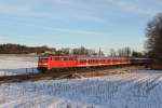 111 123 mit RE 79009 am 06.02.2011 bei Grokarolinenfeld.