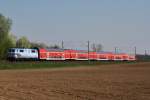 Hier am RE nach Regensburg Hbf am 19.04.2011 in Kfering 111 031 -1 .