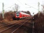 111 125-9 mit RE 2 Haard-Express Mnster-Essen auf Bahnhof Albachten am 27-2-2000.