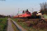 111 042-5 mit der RB 38861 (Mannheim-Karlsruhe) am 21.03.2012 bei Blankenloch.