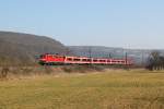 111 225 mit RE 4607 am 17.03.2012 bei Wernfeld.