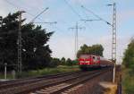 Am Abend des 5.6.2012 kommt die 111 111-1 mit einem RE 4 Zug in Richtung Aachen gefahren ihr nchster Halt ist in Erkelenz.....