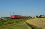 111 186 mit RE 4648 von Passau Hbf nach Nrnberg Hbf am 08.07.2012 unterwegs zwischen Plattling und Stephansposching.