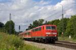 Die 111 019-6 am 13.07.2012 in Aling.