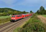 111 204 mit einem RE von Nrnberg nach Mnchen am 11.09.2012 unterwegs bei Dettenhofen.