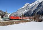 111 026 mit einer RB nach Innsburck am 16.03.2013 bei Scharnitz.