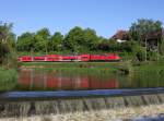 Eine 111 mit einem RE nach Nrnberg am 15.05.2013 unterwegs bei Moosburg.