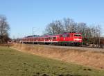 Die 111 049 mit einem M nach Salzburg am 27.12.2013 unterwegs bei Bernau.