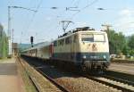 111 108 mit EC 56  Goethe  (Prag–Dresden–Frankfurt–Paris) am 06.08.1998 in Gelnhausen