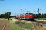 111 007 mit RB 15350 von Heidelberg nach Frankfurt bei Weinheim, 15.06.2014.